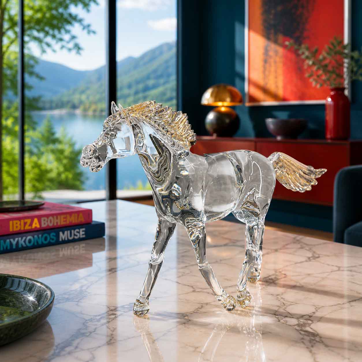 Transparent running Horse - Murano Glass
