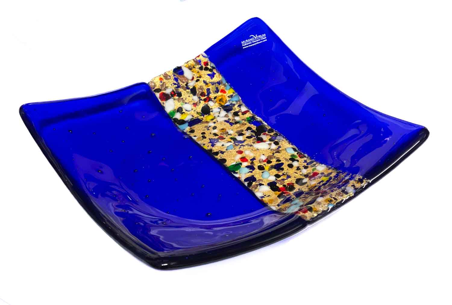 Blu and gold ashtray - large