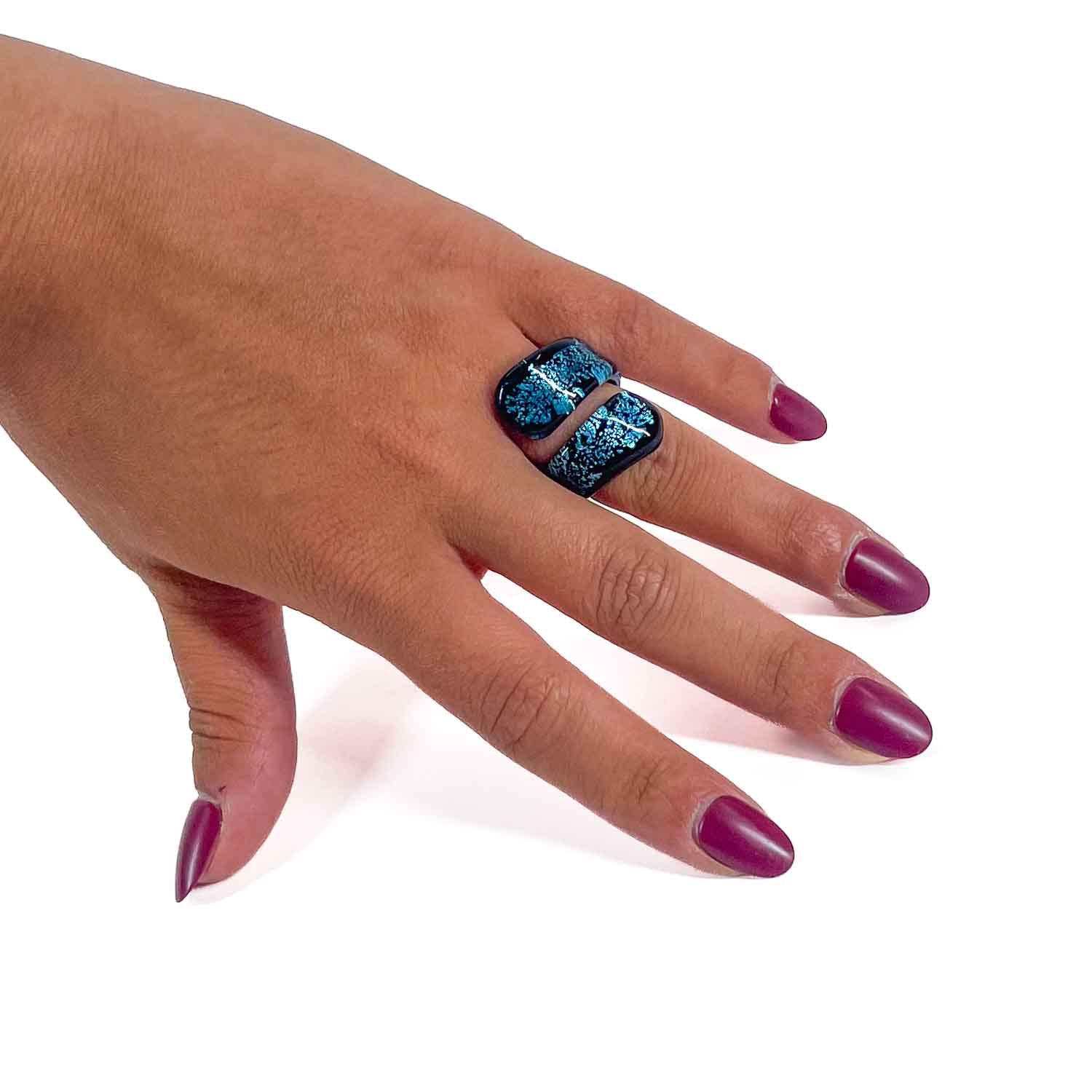 Blue Light Ring Handmade Hydra - Murano Glass