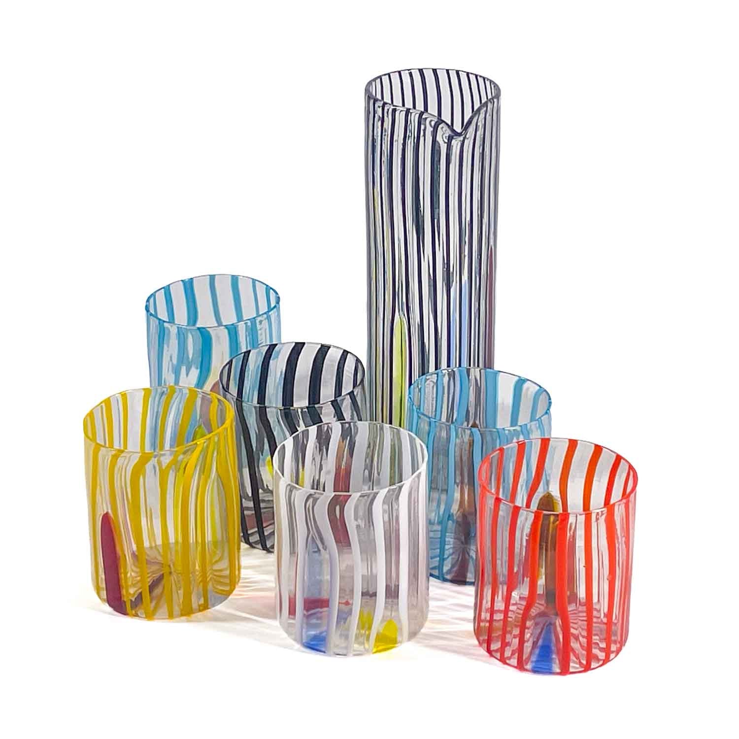 Toky Collection – Hand-Blown Murano Glass Tumblers & Pitcher