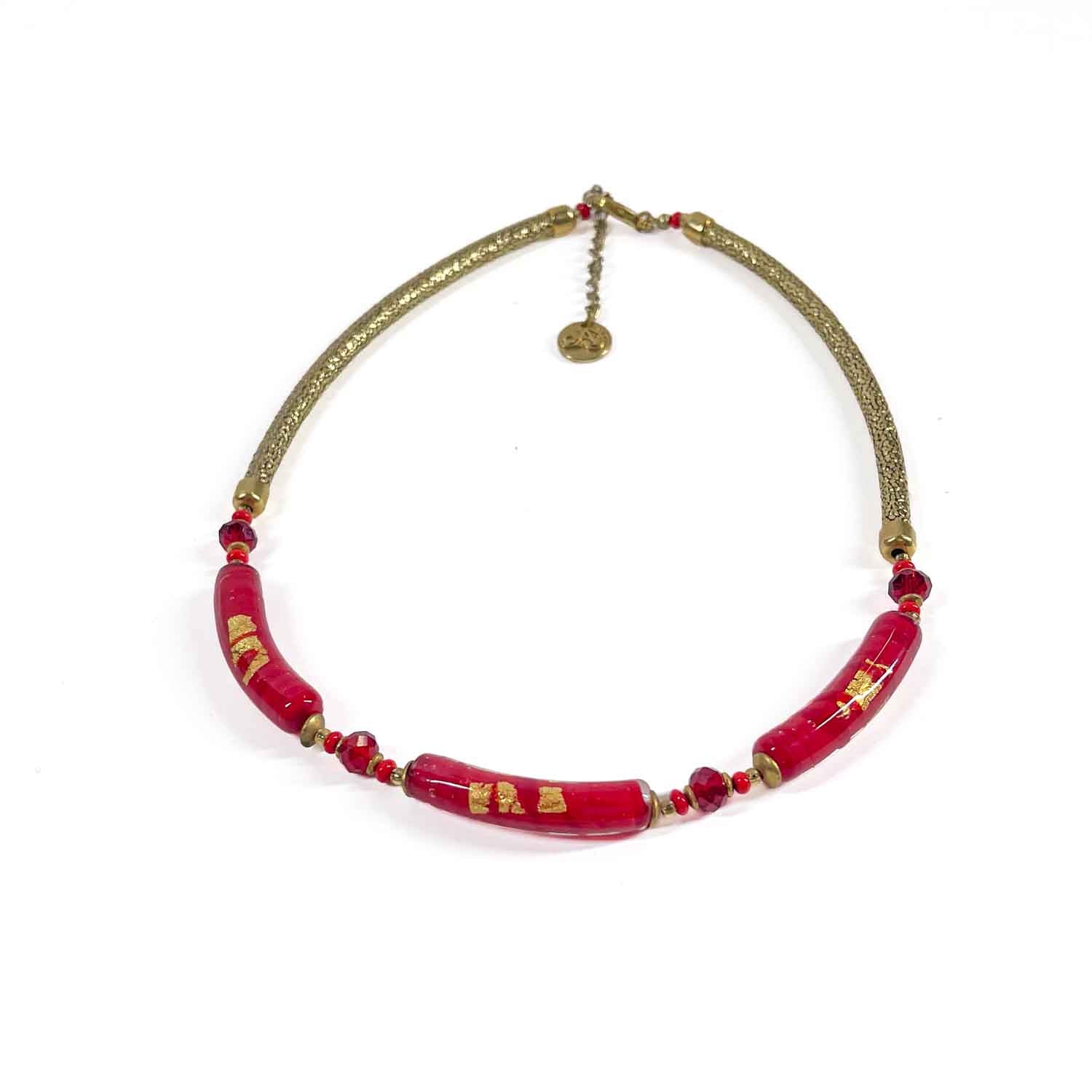 Scarlet Gold Necklace - Murano Glass