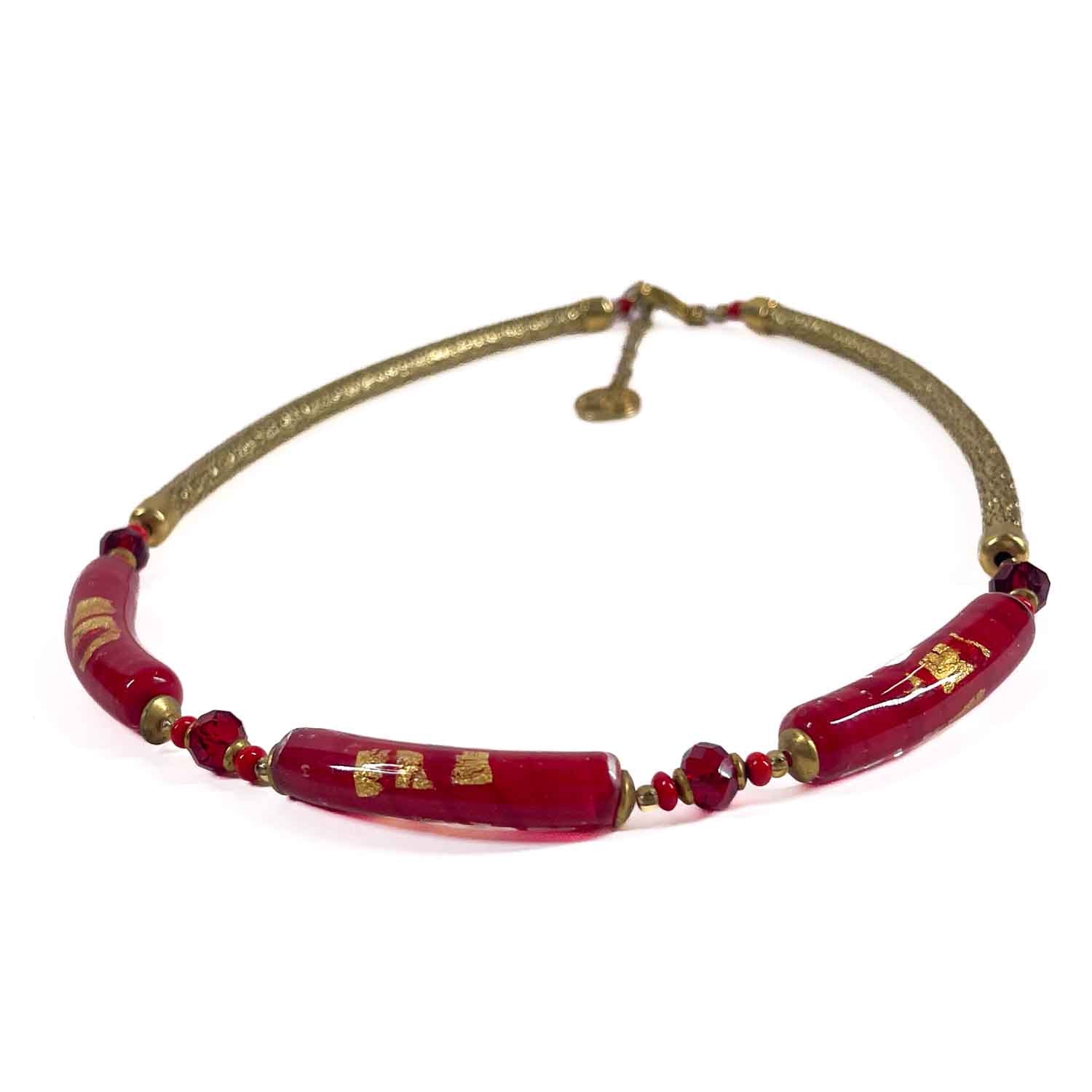 Scarlet Gold Necklace - Murano Glass