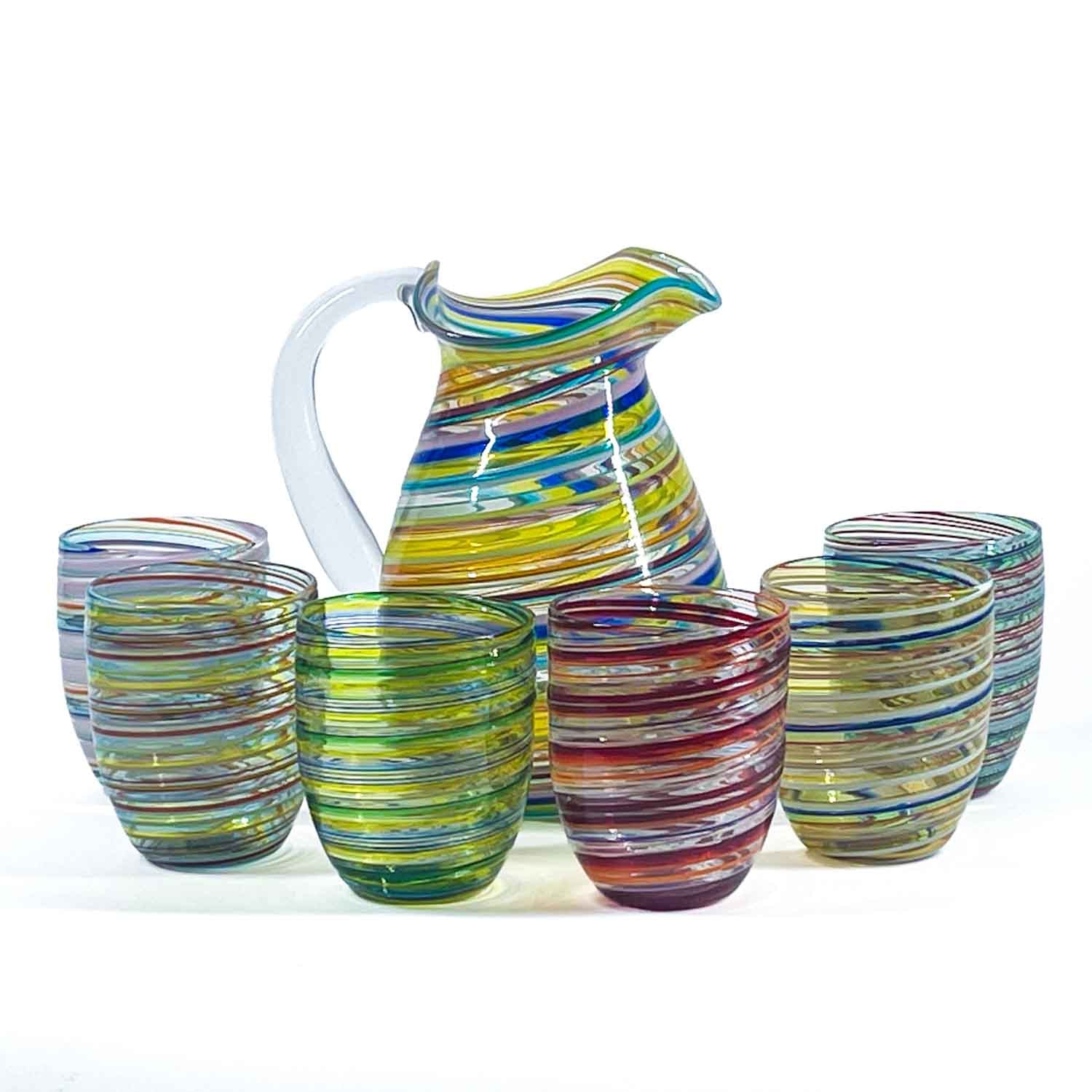 Estro Collection – Hand-Blown Murano Glass Tumblers & Pitcher