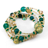murano glass green bracelet gold leaf made in italy