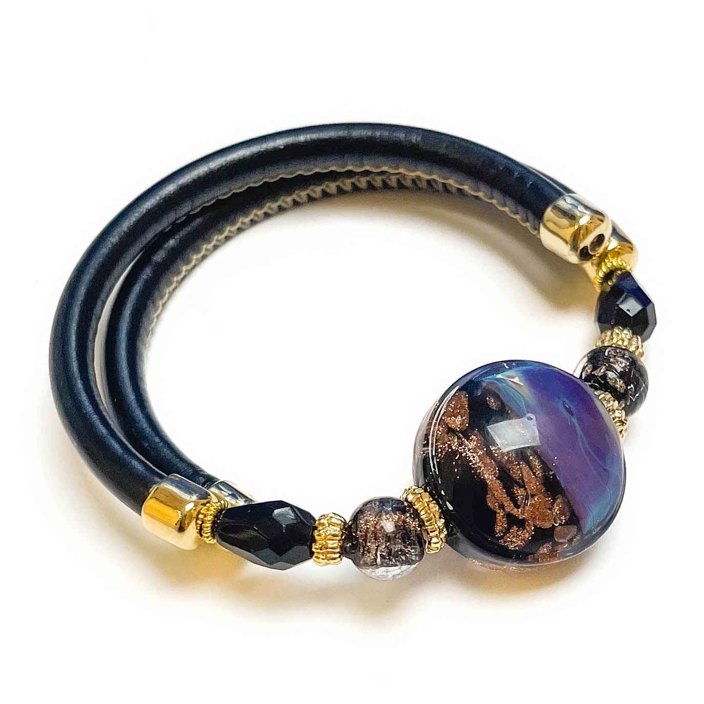 Fenice Bracelet Murano Glass Jewelry Leather Band and Murano Bead