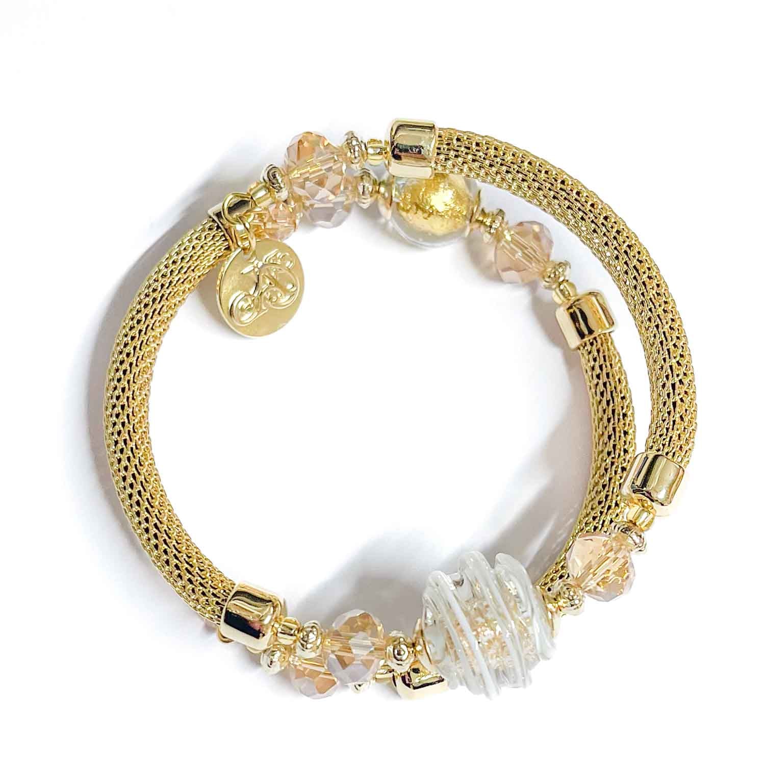 Gold Bracelets With Filigree Bead Re Mida - Murano Glass