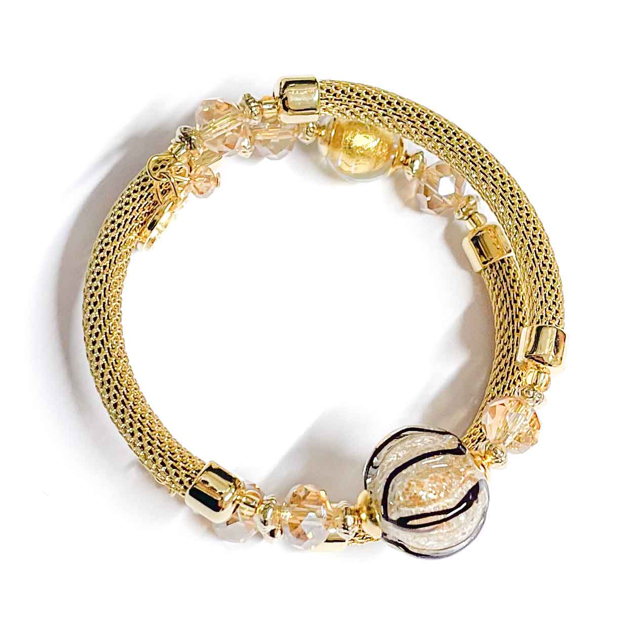 Gold Bracelets With Filigree Bead Re Mida - Murano Glass