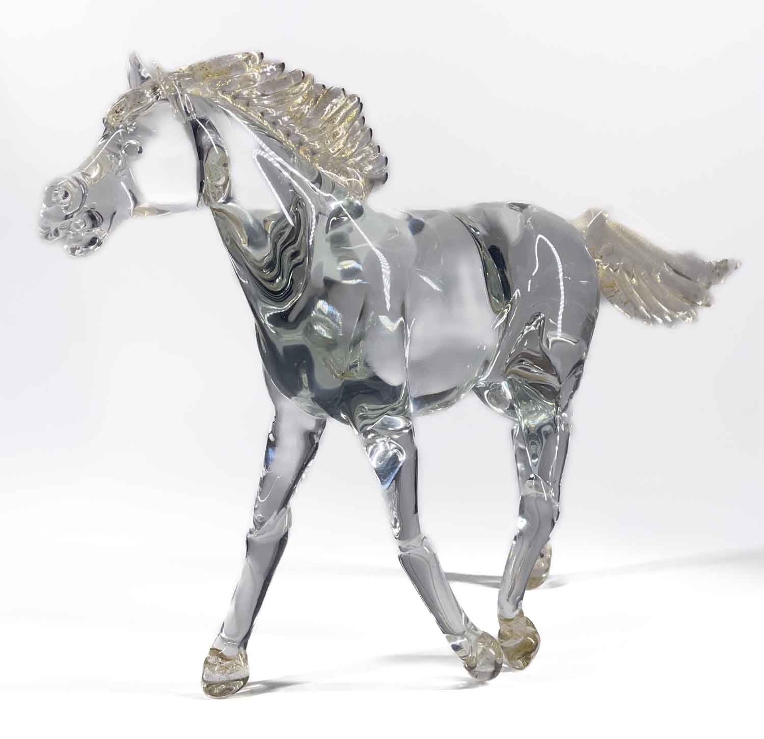 Transparent running Horse - Murano Glass