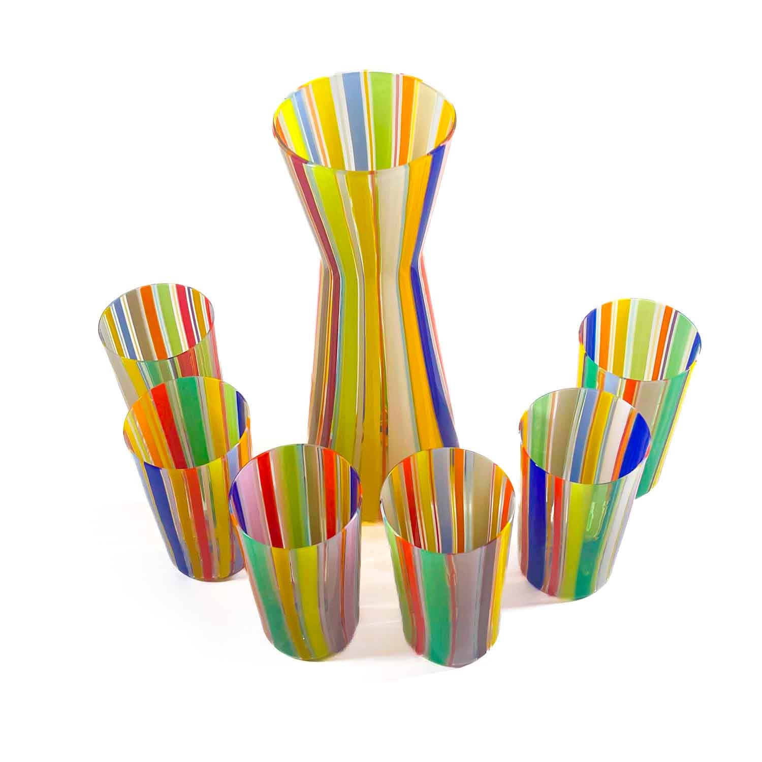Piero Collection – Hand-Blown Murano Glass Tumblers & Pitcher
