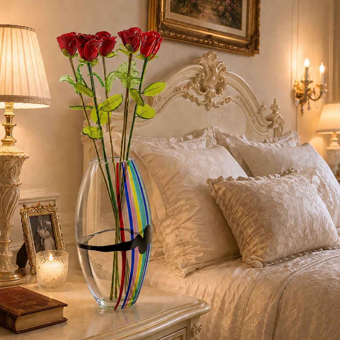 Lagoon Rose Flower - Murano Glass