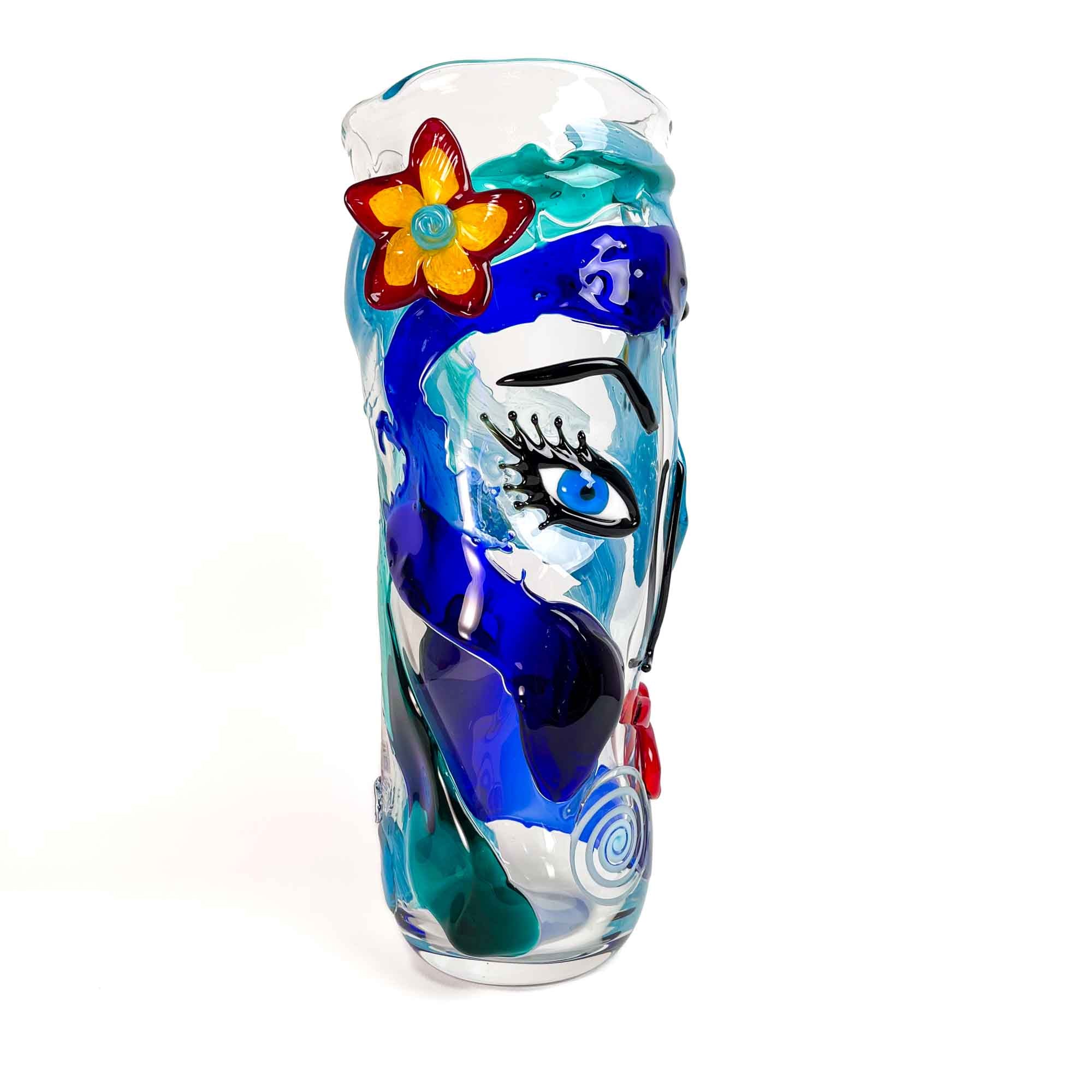 Grand Vase En Verre Murano Style Antique 38cm - Déco Art Multicolore
