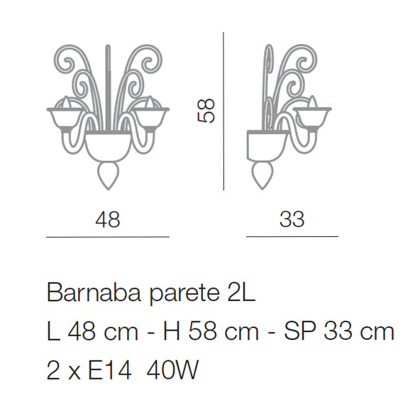Barnaba 2 lights wall lamp