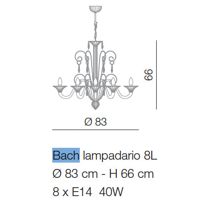 Bach Chandelier Murano Glass 8 lights