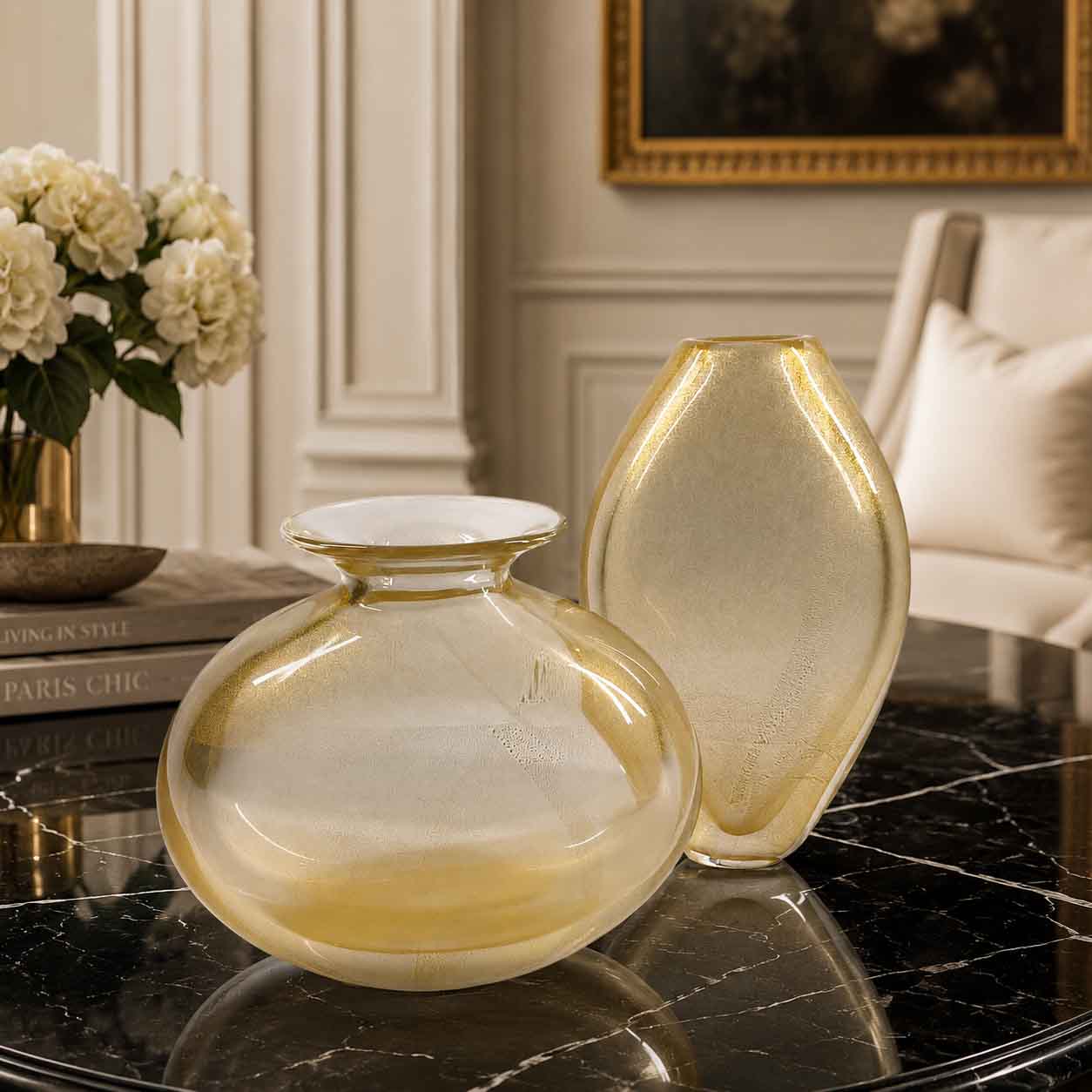 Gold Sparkle vases - Murano Glass