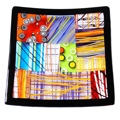 Patchwork Squared Glass Trinket Tray