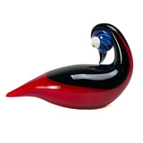 Blown Duck Black and Red - Murano Glass