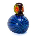 Blown Duck Blue with Stripes - Murano Glass