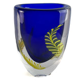 Vaso Blu con Foglie di Felce - Vetro di Murano