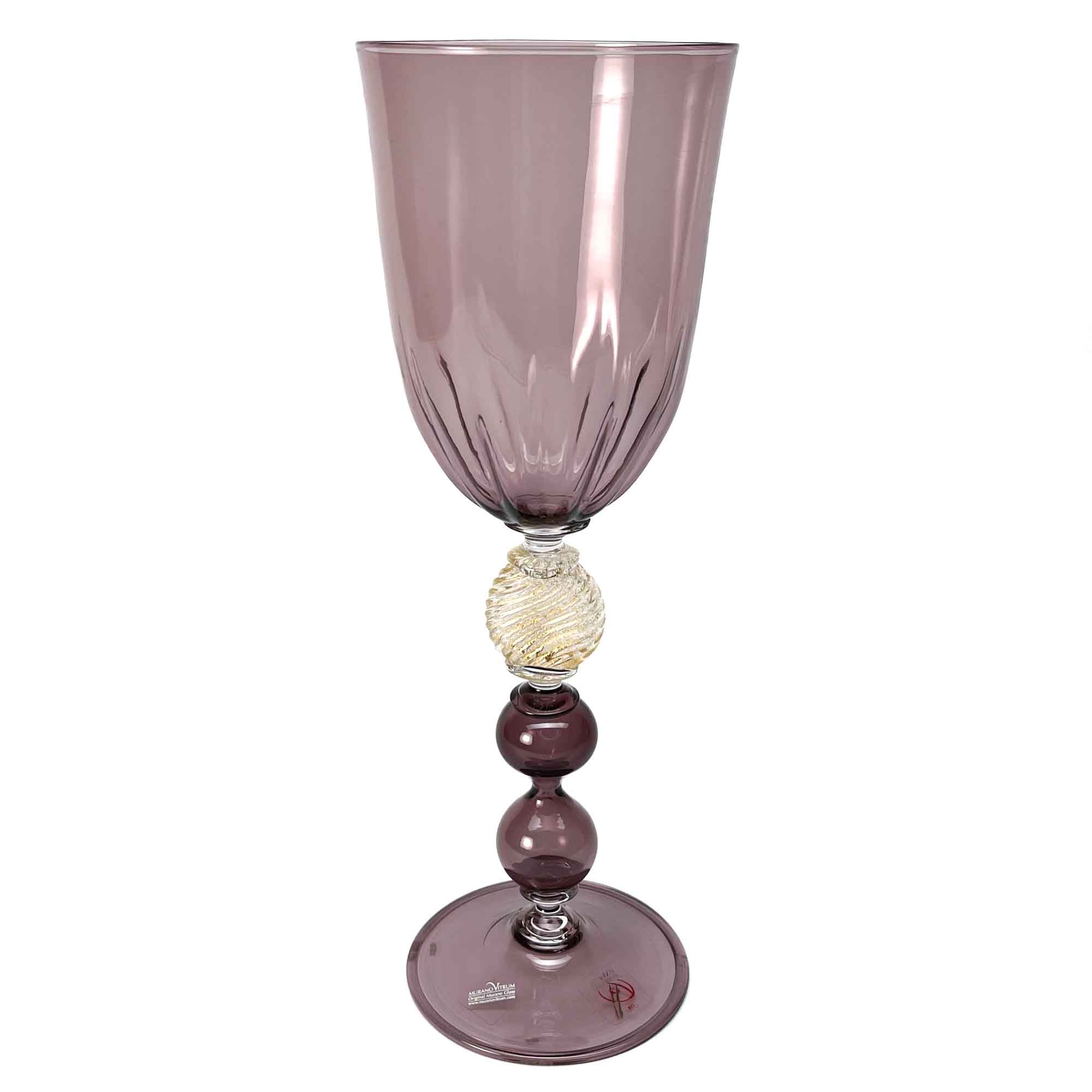 Amethyst Blown Goblet | Venetian Glasses | Artistic Murano Glass