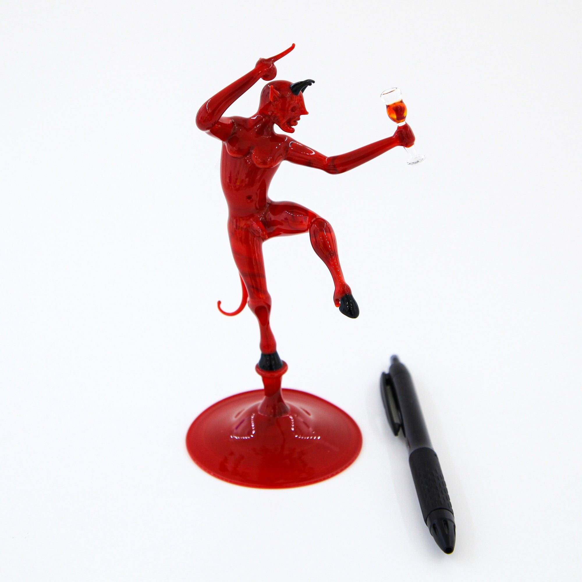 Dionisio Devil With Wine Glass - Murano Glass