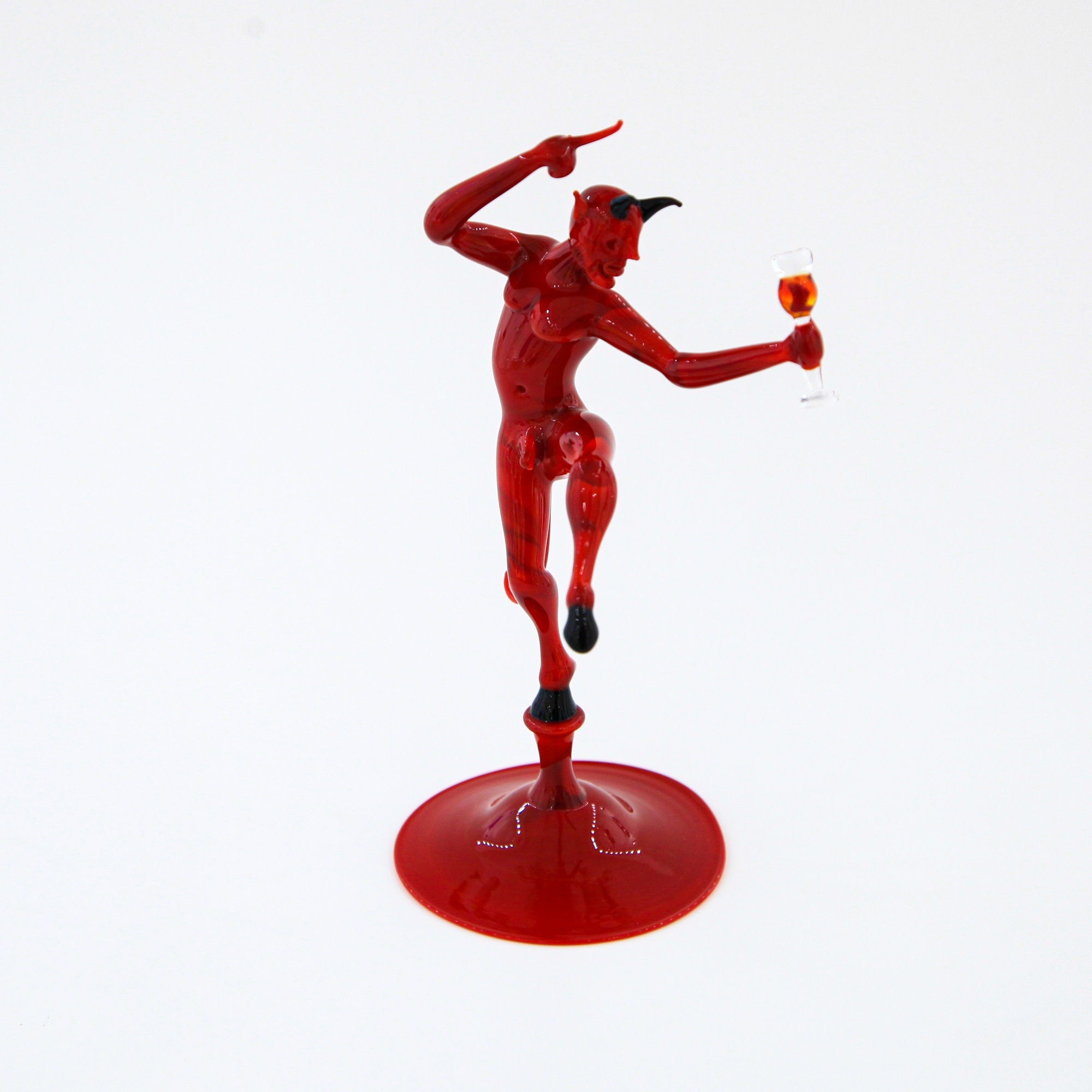 Dionisio Devil With Wine Glass - Murano Glass