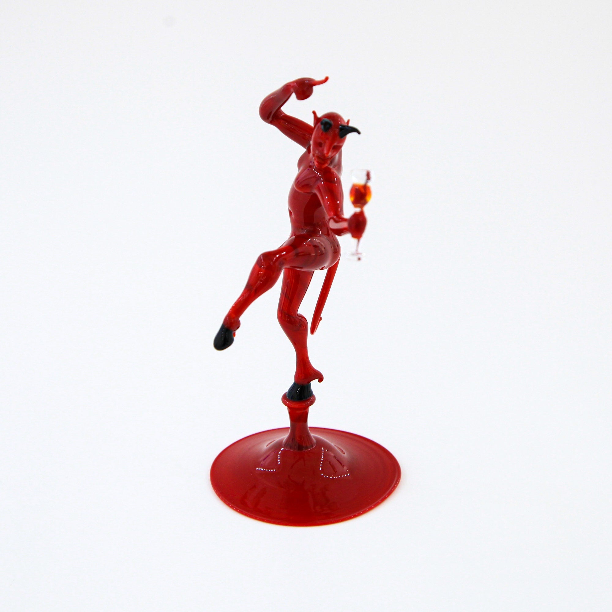 Dionisio Devil With Wine Glass - Murano Glass