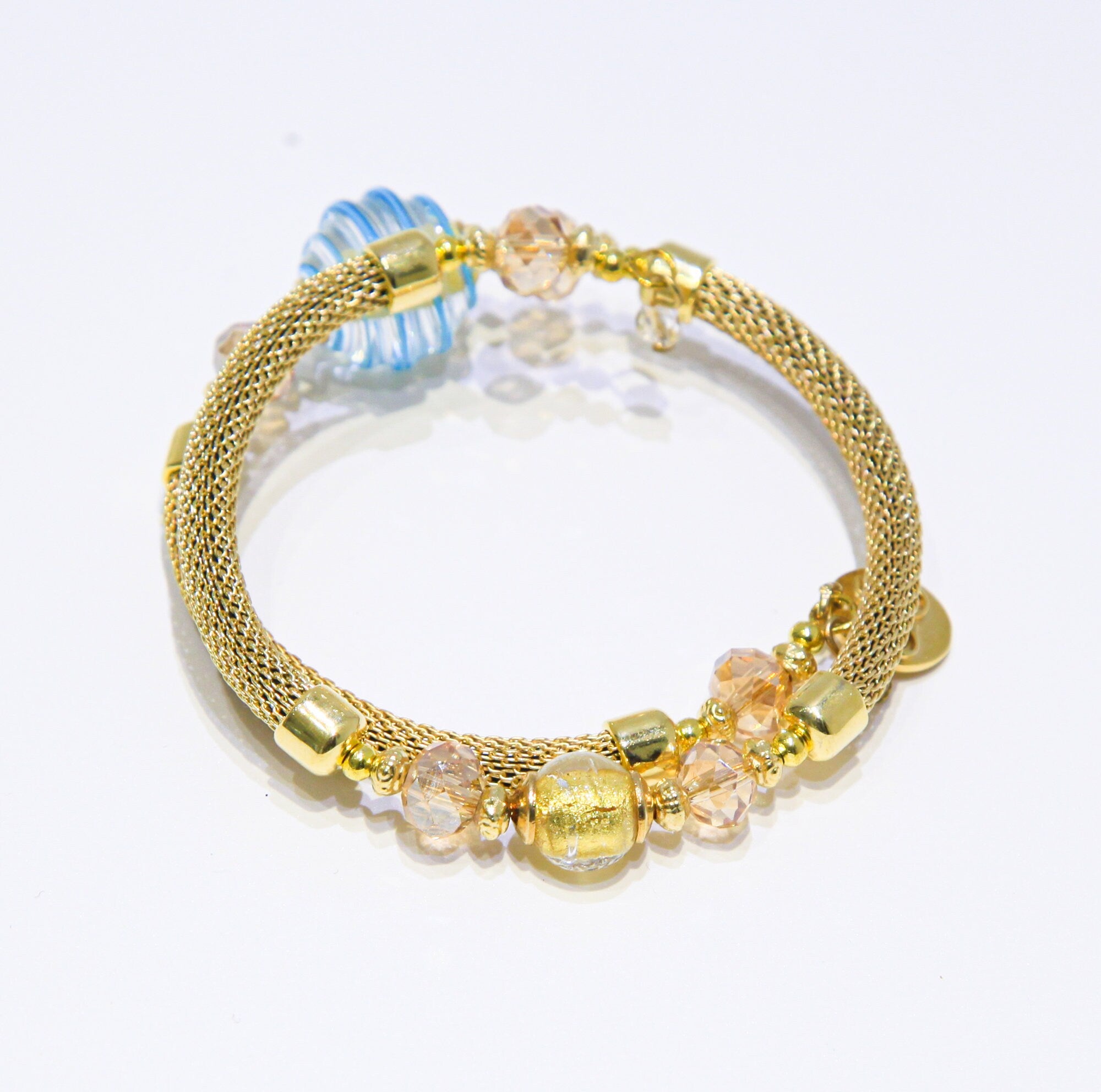 Gold Bracelets With Filigree Bead Re Mida - Murano Glass