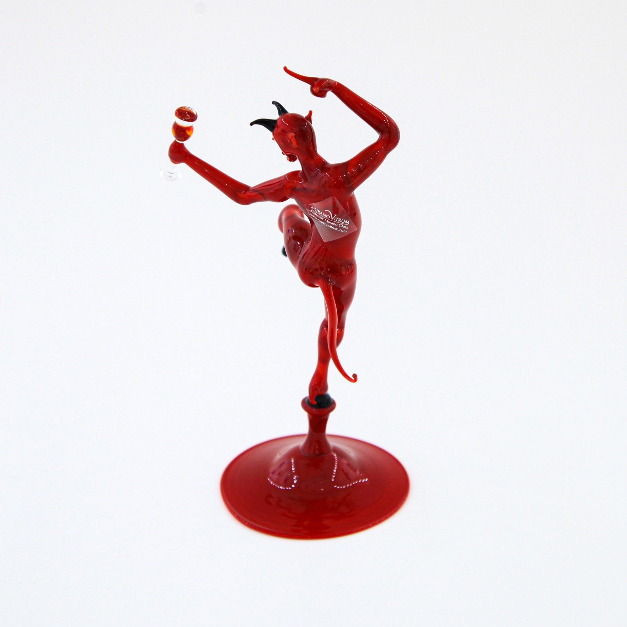 Dionisio Devil With Wine Glass - Murano Glass