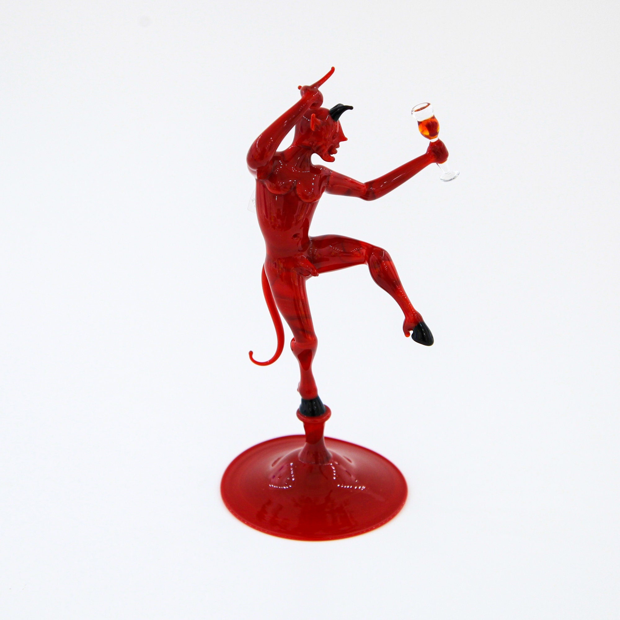 Dionisio Devil With Wine Glass - Murano Glass