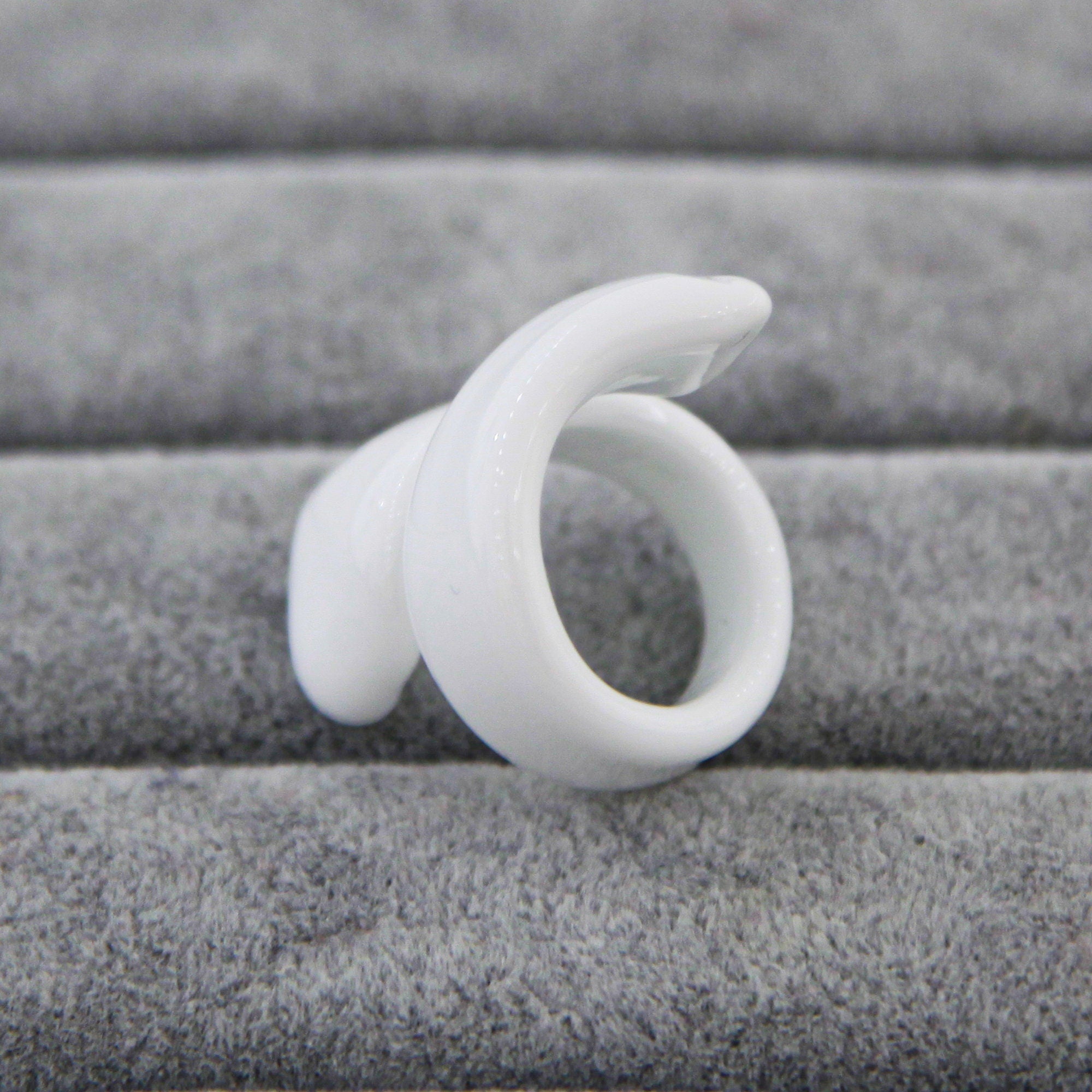 White Ring Handmade Spiral - Murano Glass
