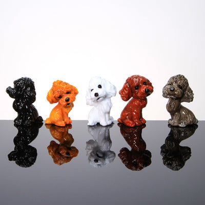Puppies Miniature Poodle Dog - Murano Glass
