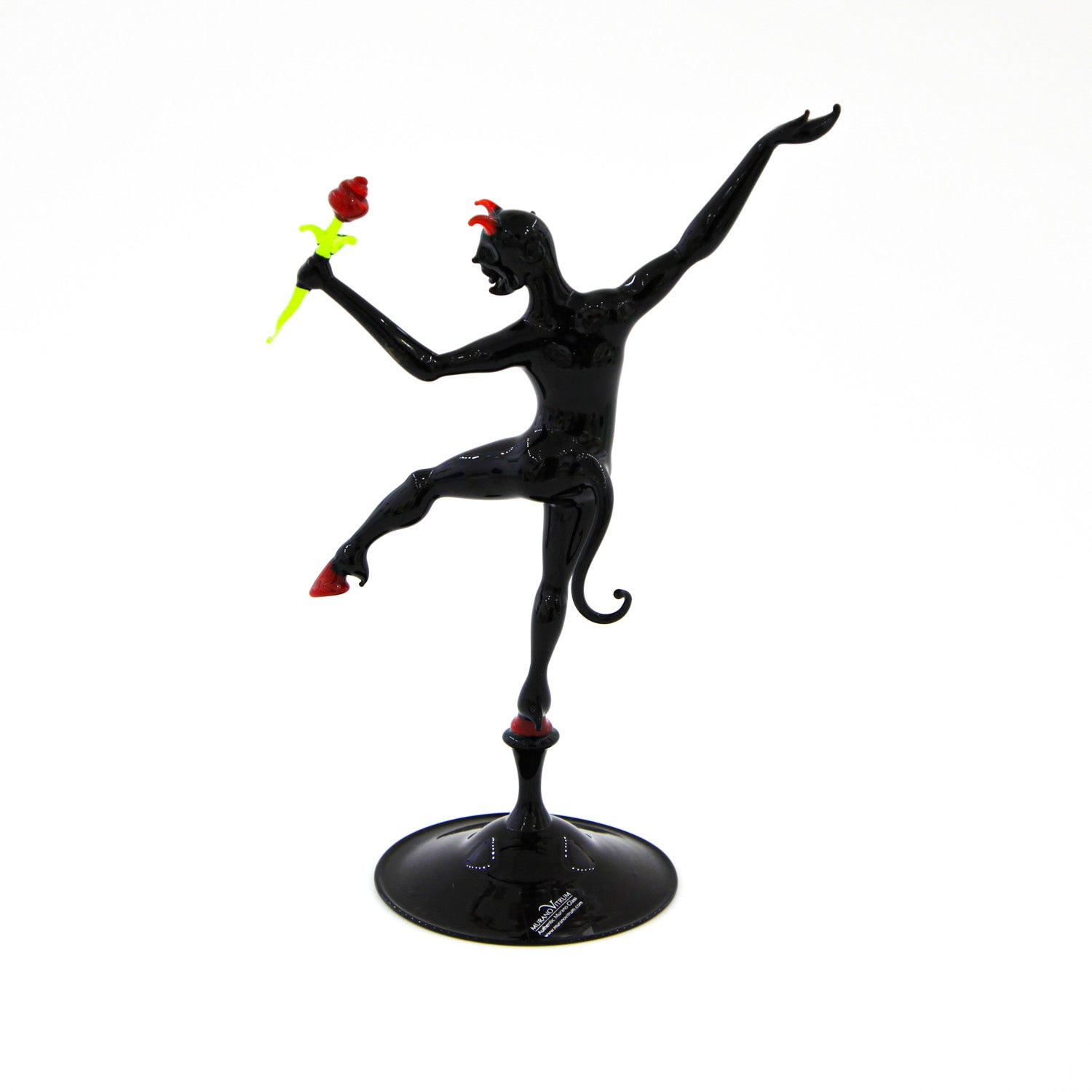 Seducer Devil with red rose - Murano Glass