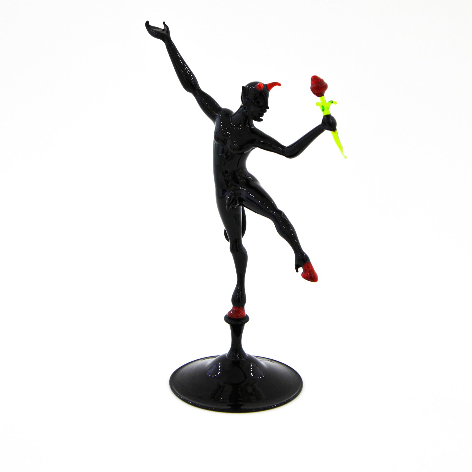 Seducer Devil with red rose - Murano Glass