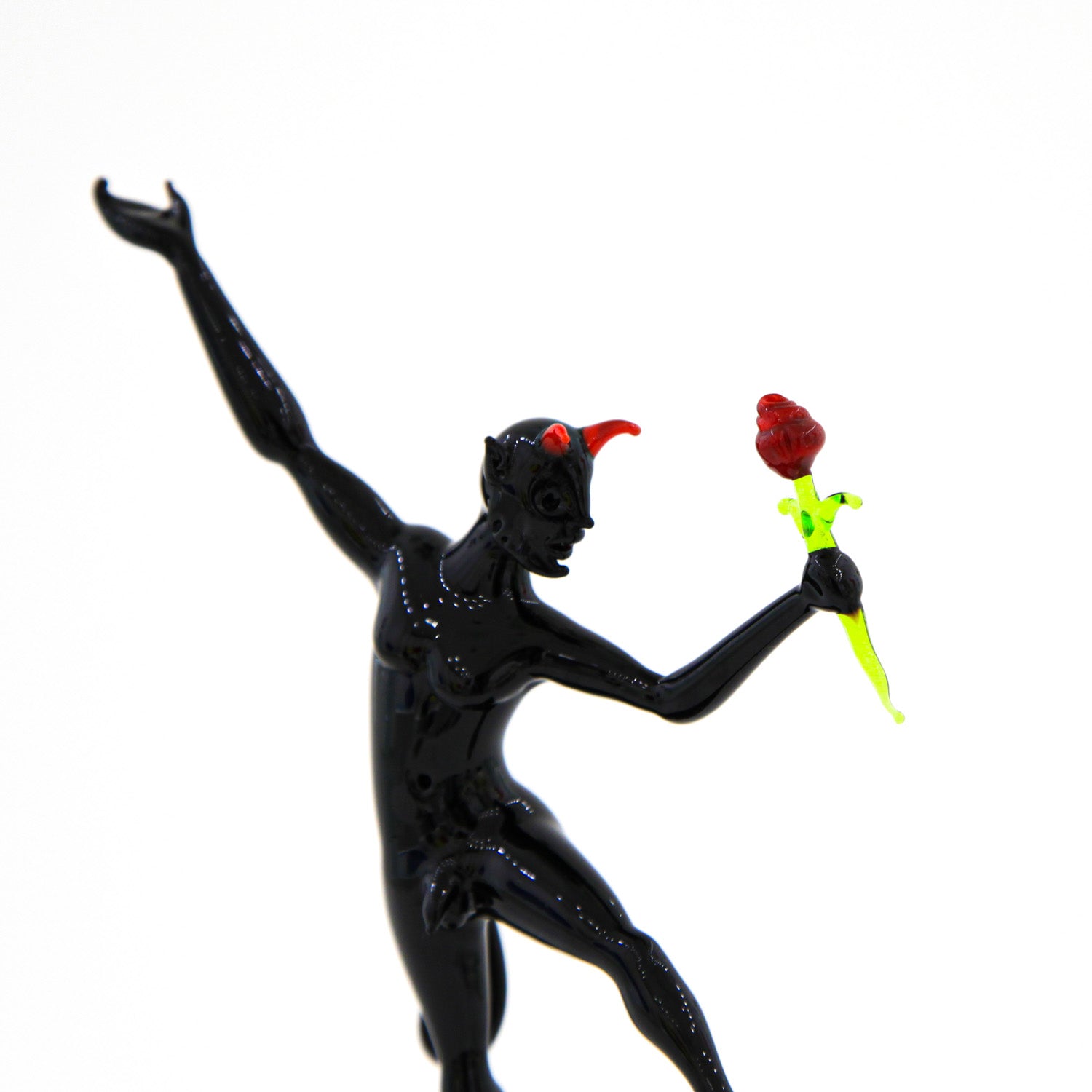 Seducer Devil with red rose - Murano Glass