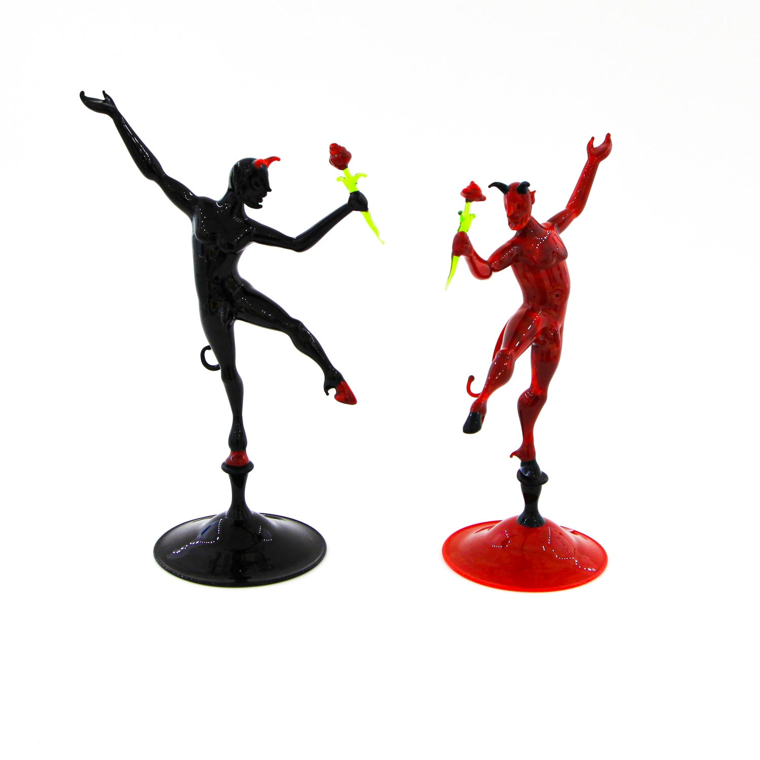 Seducer Devil with red rose - Murano Glass