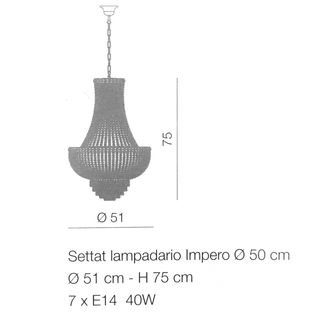 Settat Impero 7 Lights Chandelier- Murano Glass Lighting