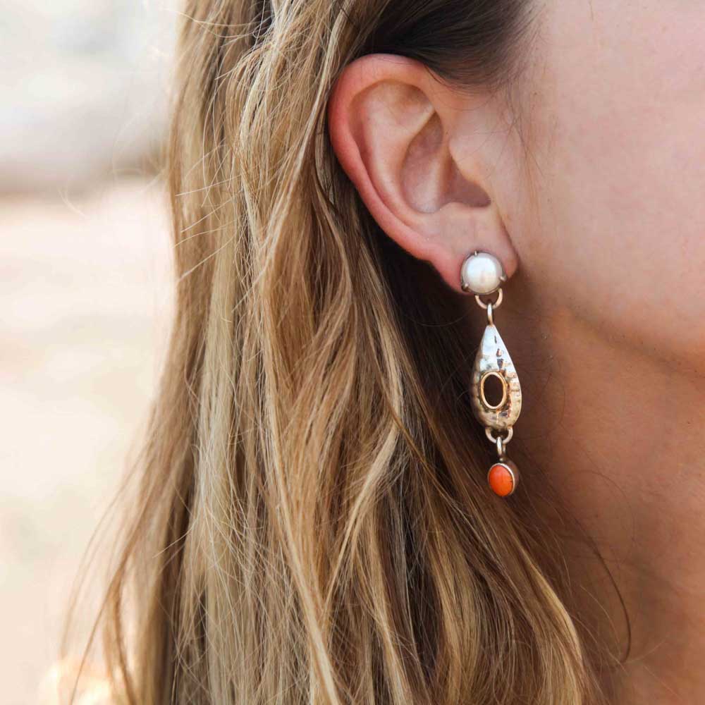 Circle silver earrings