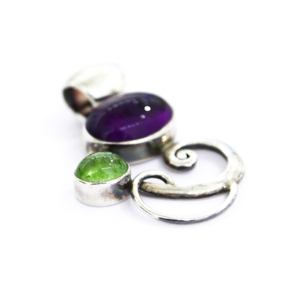 Amethyst and Tormaline Pendant - Sterling Silver