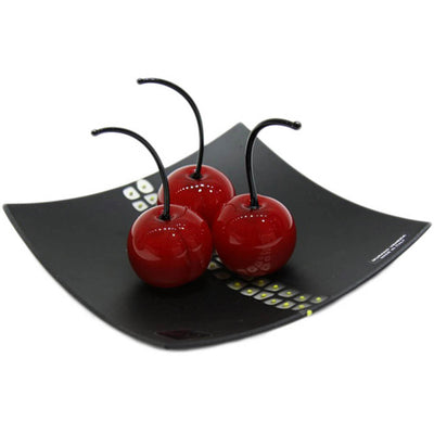 Glass Plate with 3 big cherries