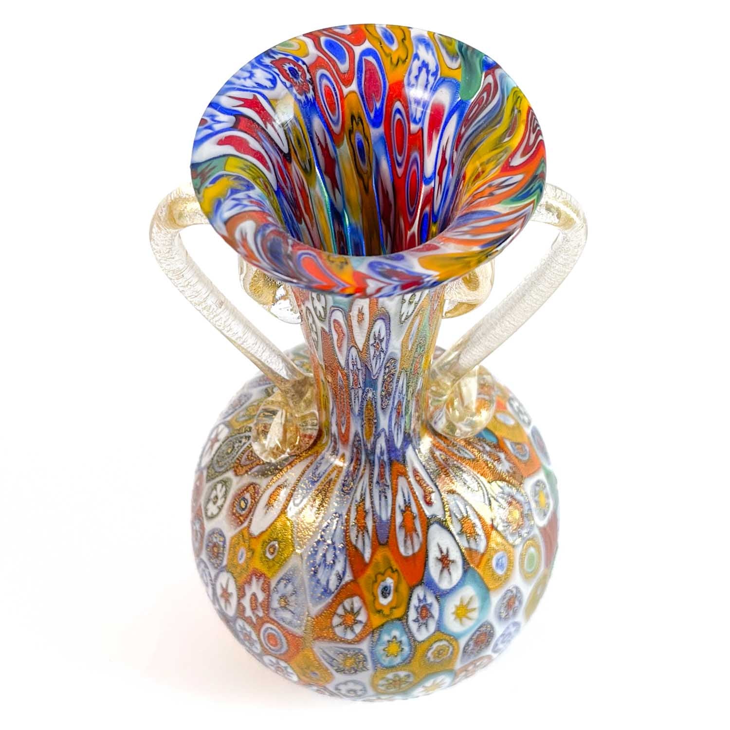 Blown Vase with Murrine and Gold Leaf