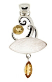 Silver liberty pendant with rutilated quartz