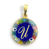 Murrina glass pendant with initial