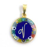 Murrina glass pendant with initial