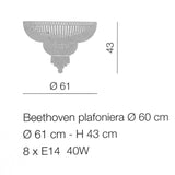 Beethoven 8 Lights Ceiling Chandelier- Murano Glass Lighting