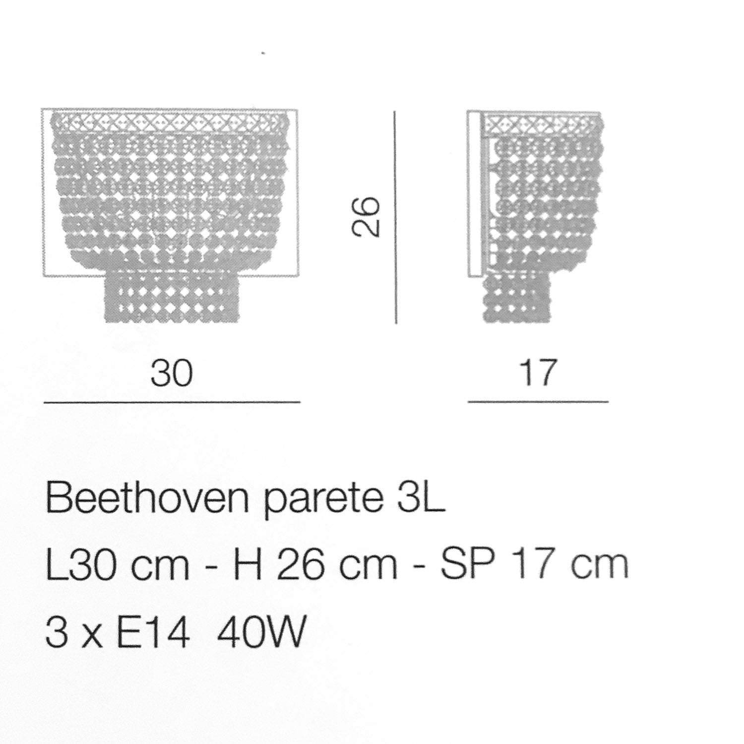 Beethoven wall lamp - 2 or 3 lights
