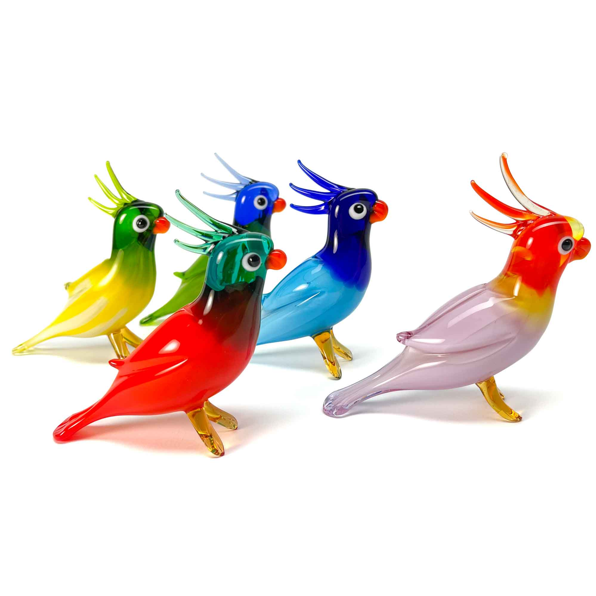 Hand Blown Glass Hummingbird Figurine – Murano Style – Miniature Art Glass, Multicolor, 3.2” X 2.0”