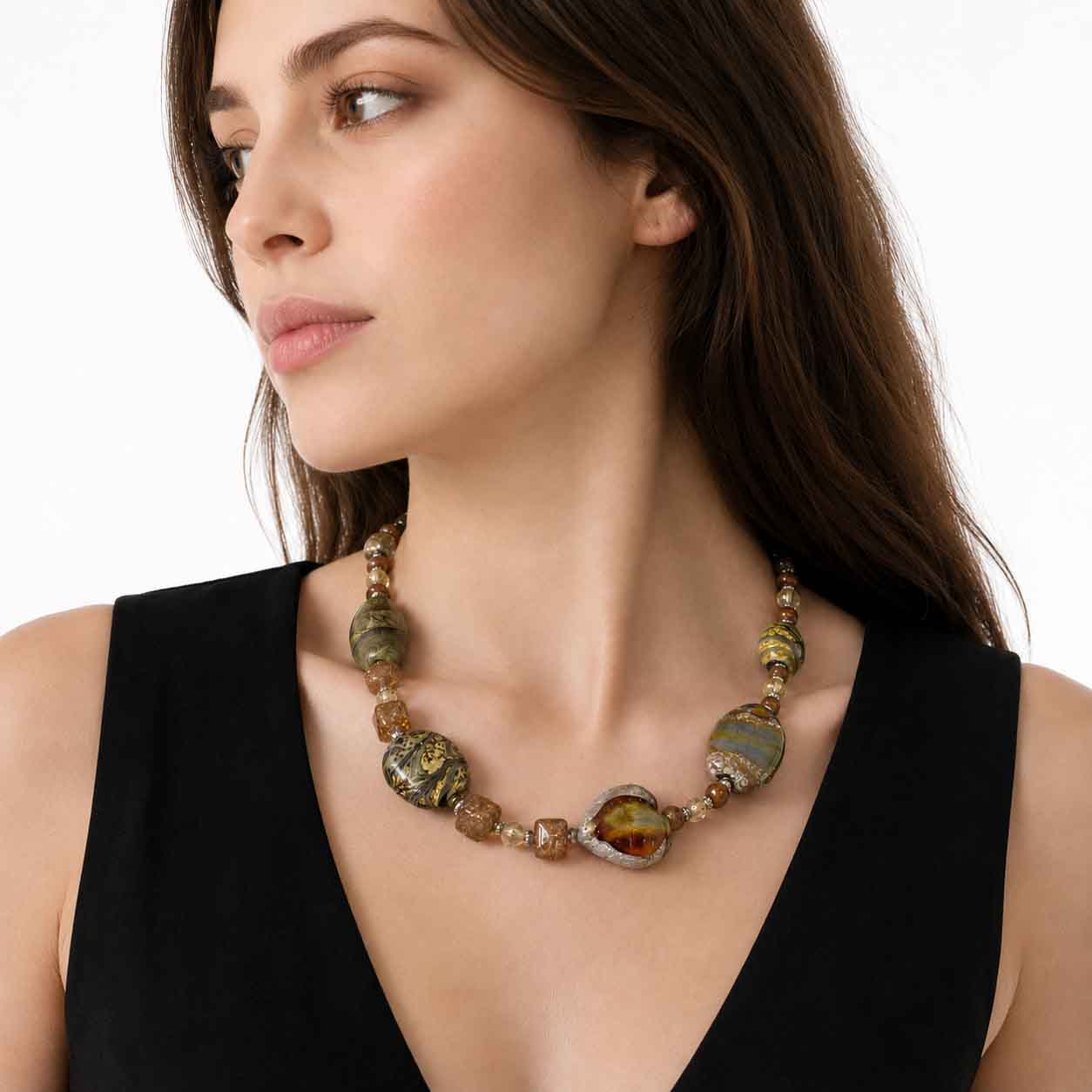 Chalcedony Necklace - Murano Glass