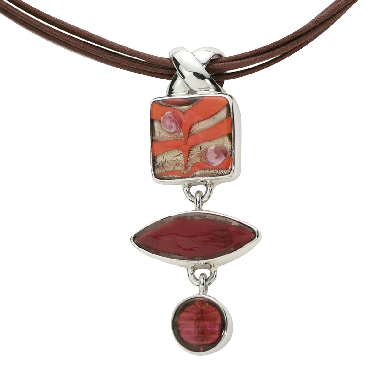 Venise Toujours - Collier avec trois perles en verre de Murano - orange