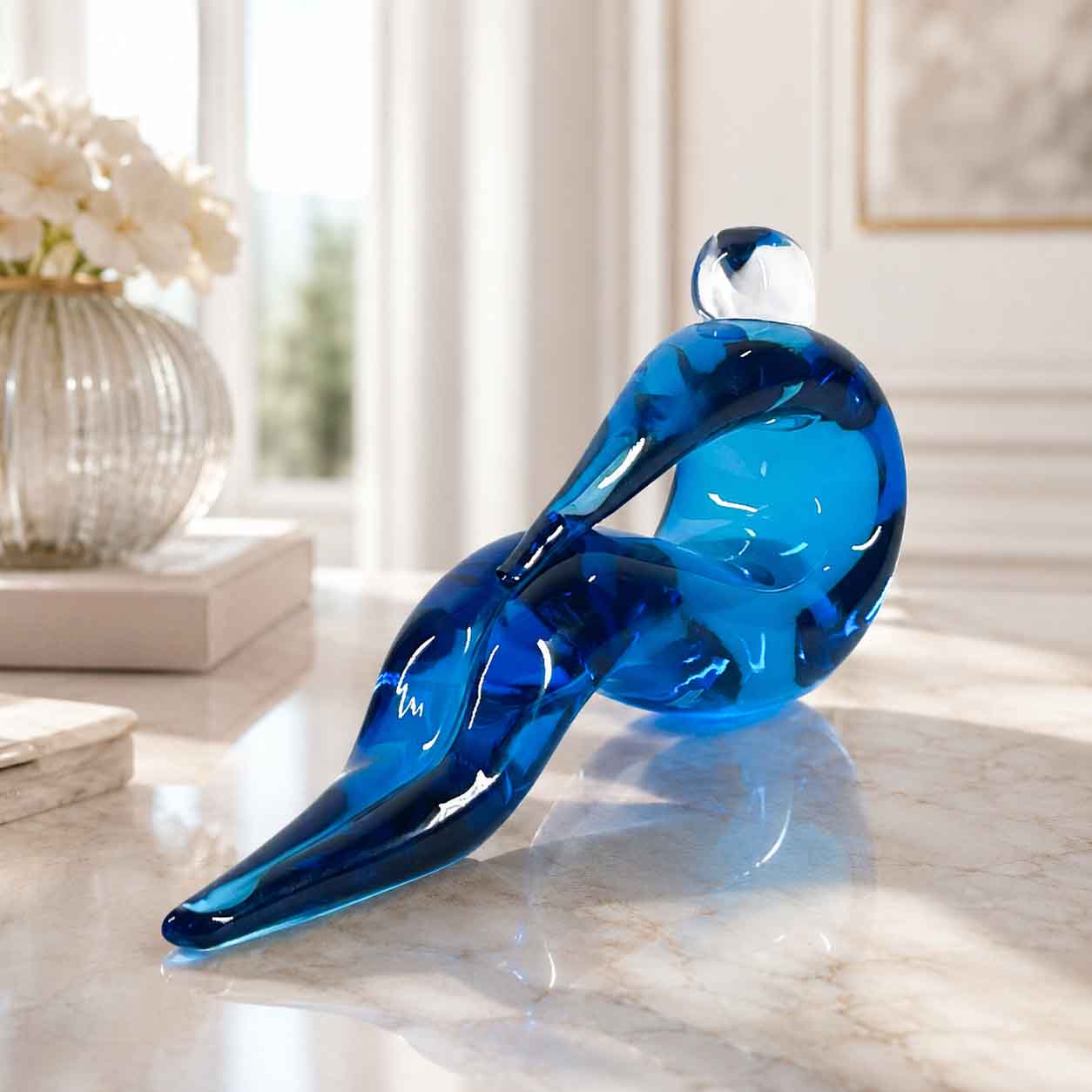 Crystal Blue Gymnast - Murano Glass
