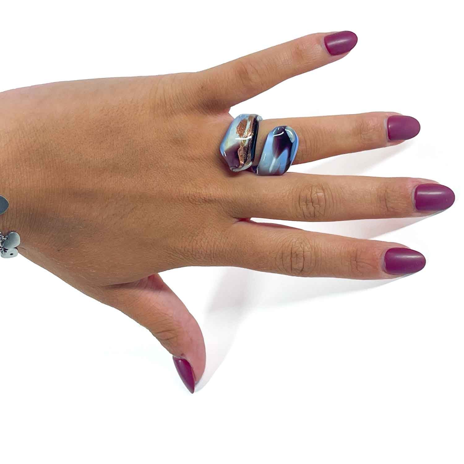 Light Blue Ring Handmade Medusa - Murano Glass